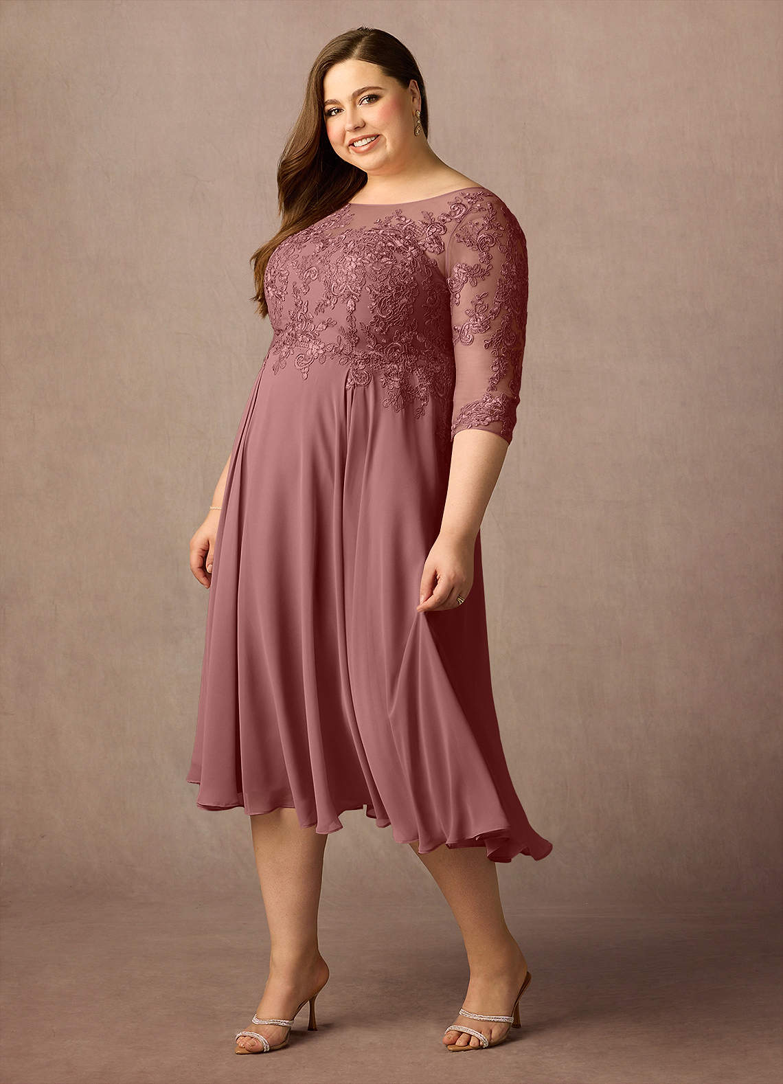 Azazie Marge Mother of the Bride Dresses Desert Rose A-Line Scoop Lace Chiffon Dress image8