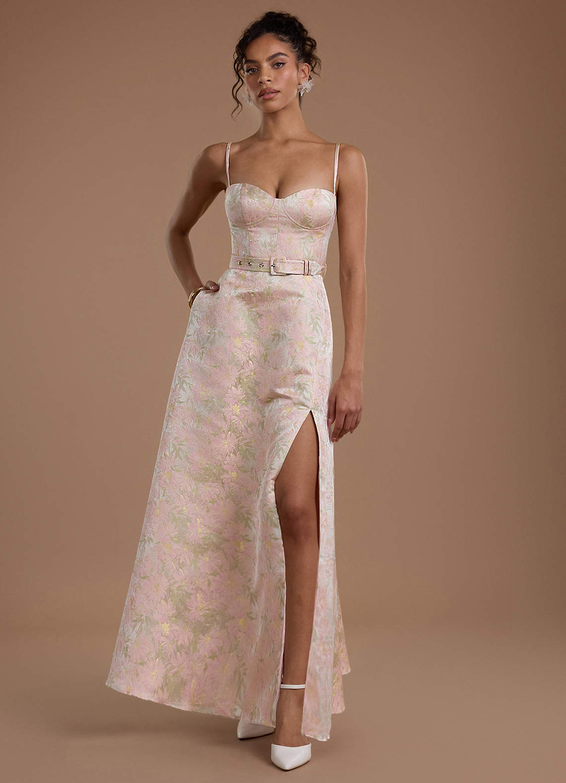 Aster Blush Floral Maxi Dress | Azazie CA