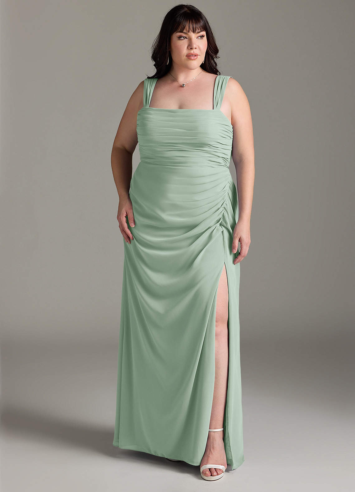 Azazie Jesaphine Bridesmaid Dresses Agave Sheath Bow Chiffon Dress image7