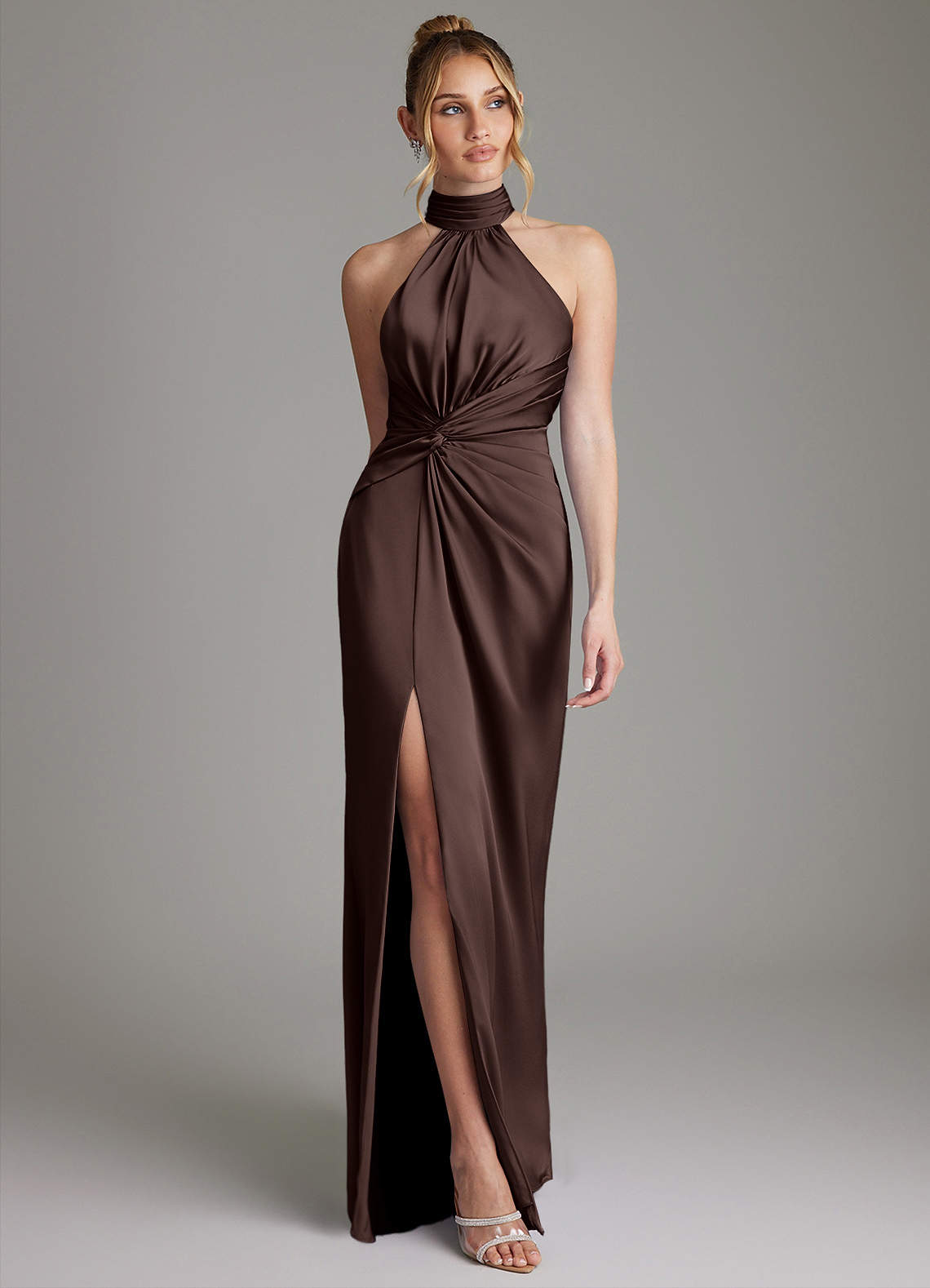 Azazie Gracelynn Ganache Stretch Satin Bridesmaid Dresses | Azazie