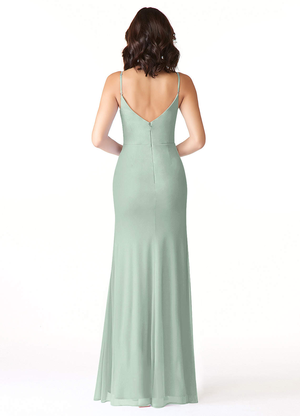 Azazie Deandra Essayer des robes à la maison Robe Sirène en Maille Plissée Agave image1