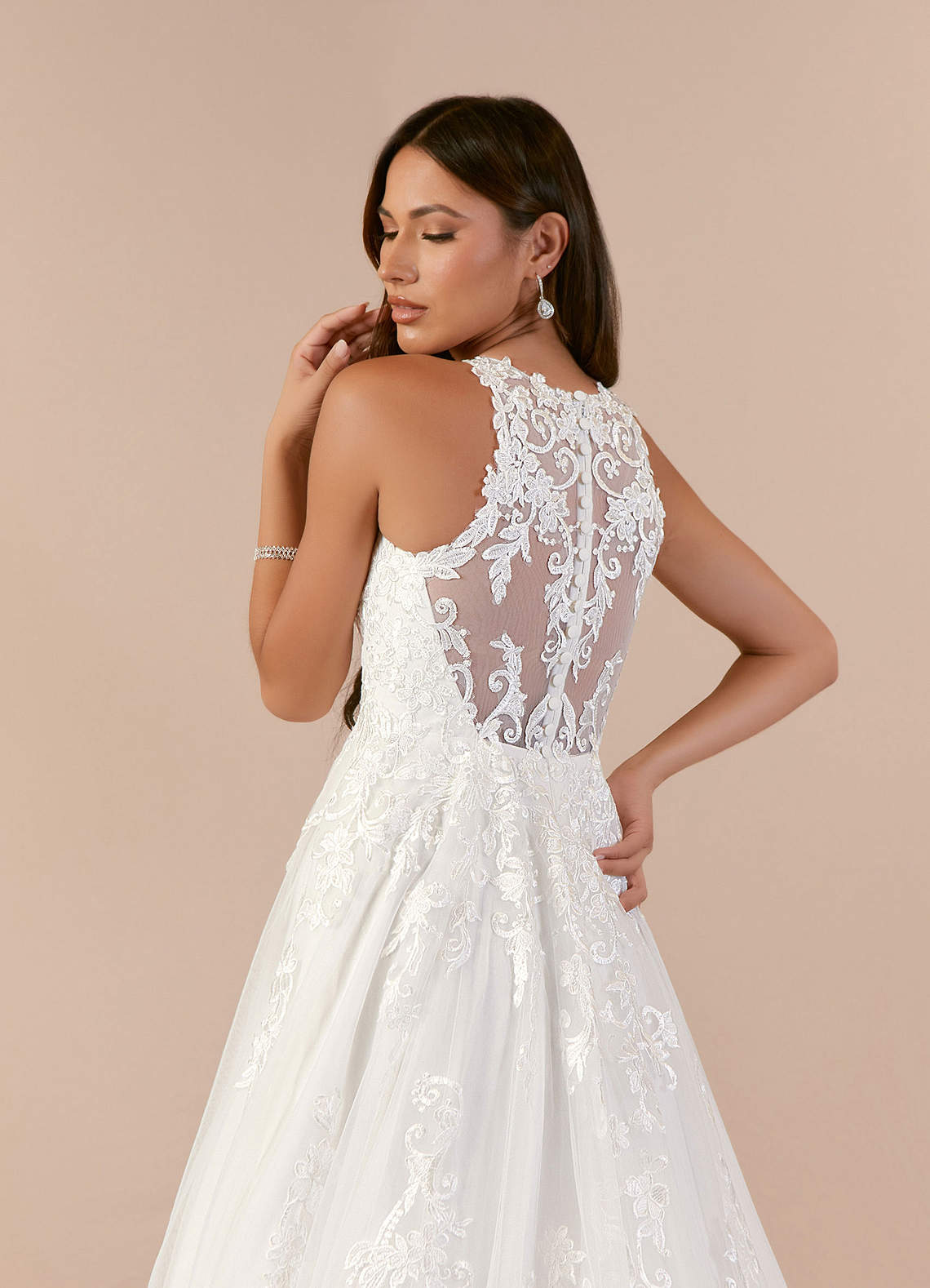 Azazie Melrose Wedding Dresses Diamond White A-Line Sweetheart Lace Tulle Dress image12