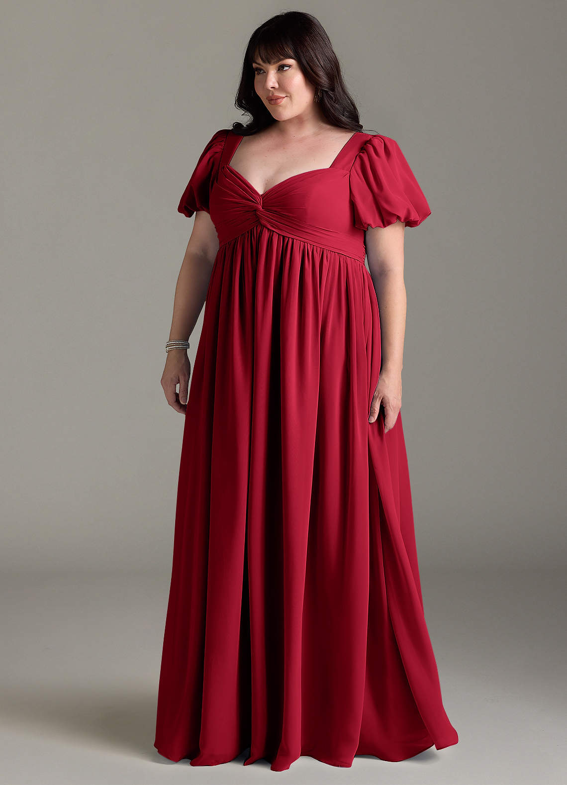 Azazie Madisynn Maternity Bridesmaid Dresses Bow Chiffon Floor-Length Dress image7
