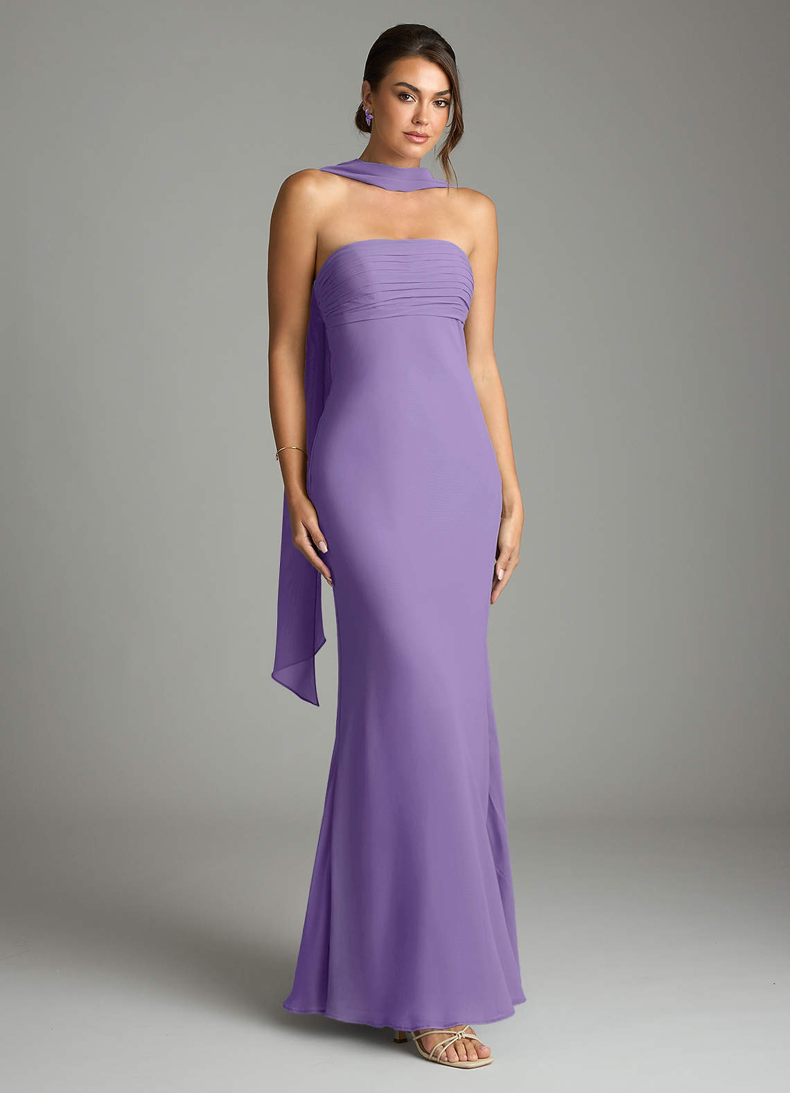 Azazie Saylor Brudtärnklänningar Klä av Sjöjungfru i Chiffong Axelbandslös Tahiti image1