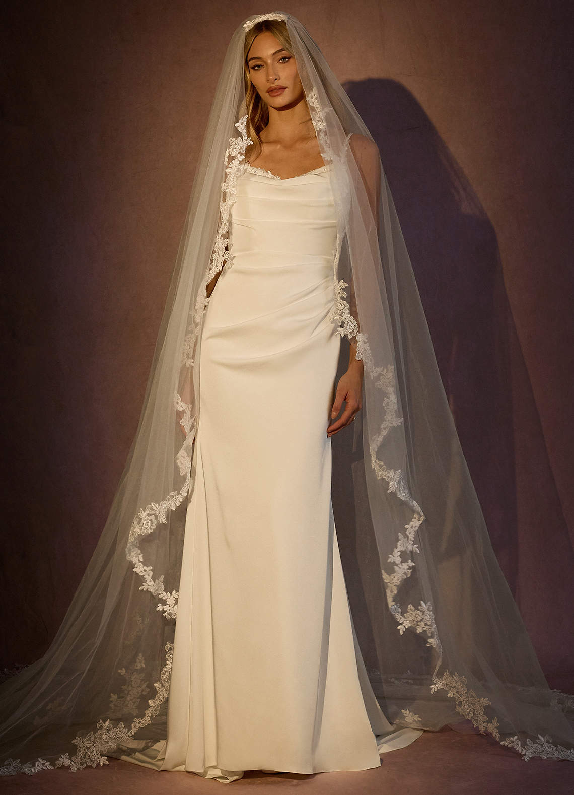 front Lace and Diamond Cathedral Veil