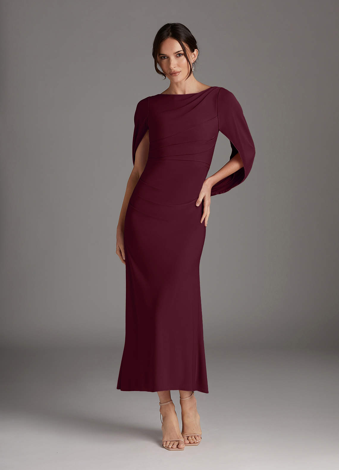 Azazie Bellona Mother of the Bride Dresses Cabernet Sheath Boatneck Luxe Knit Dress image1