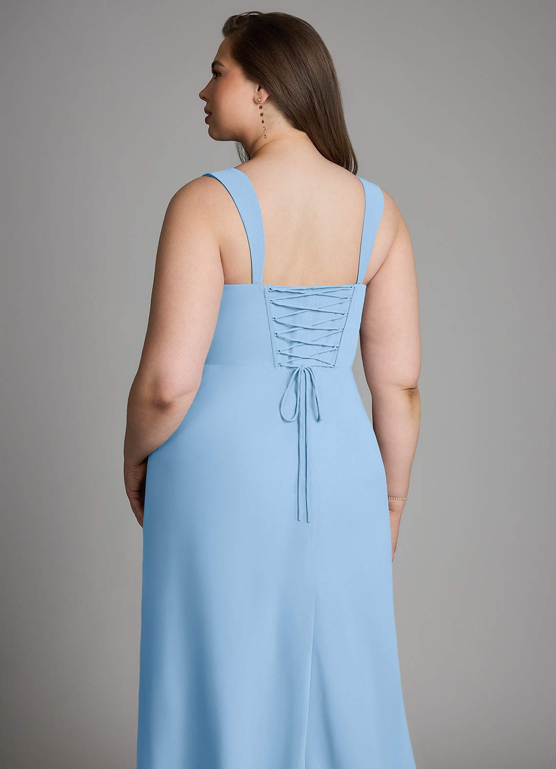 Azazie Agustina Bridesmaid Dresses Powder Blue Mermaid Corset Chiffon Dress image12