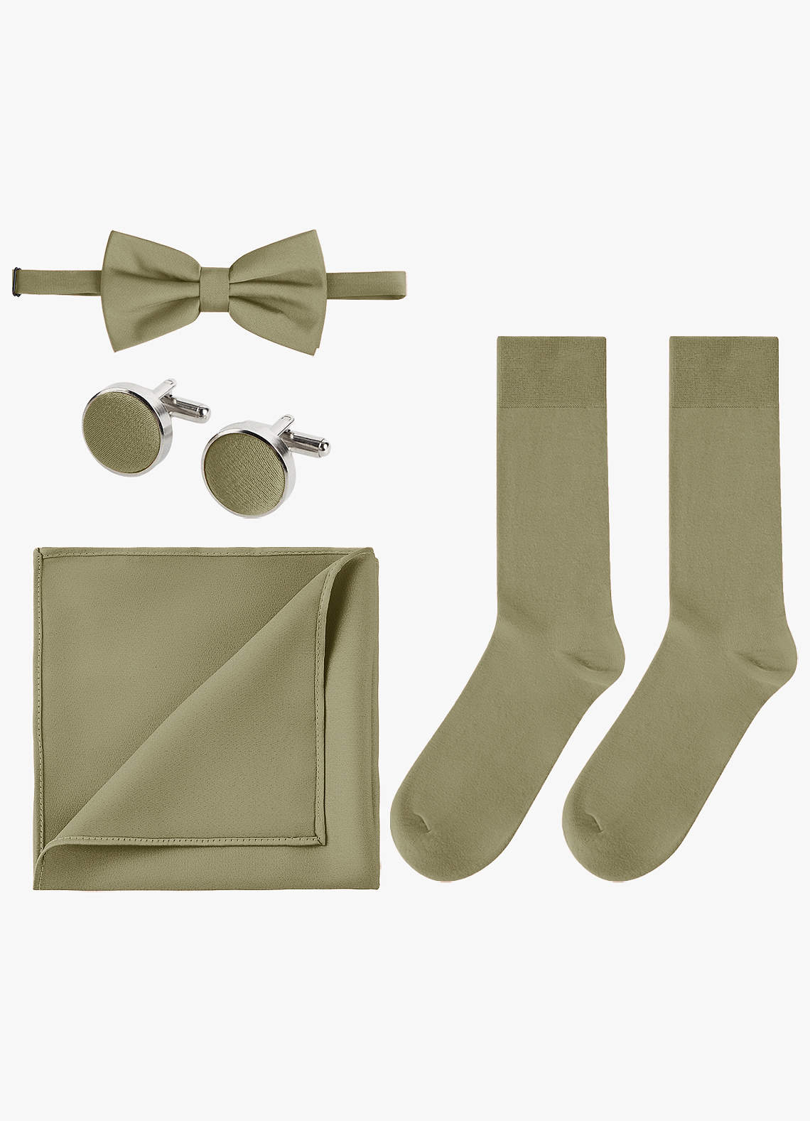 front Matching Color 4-Piece Stretch Satin Bow Tie Set