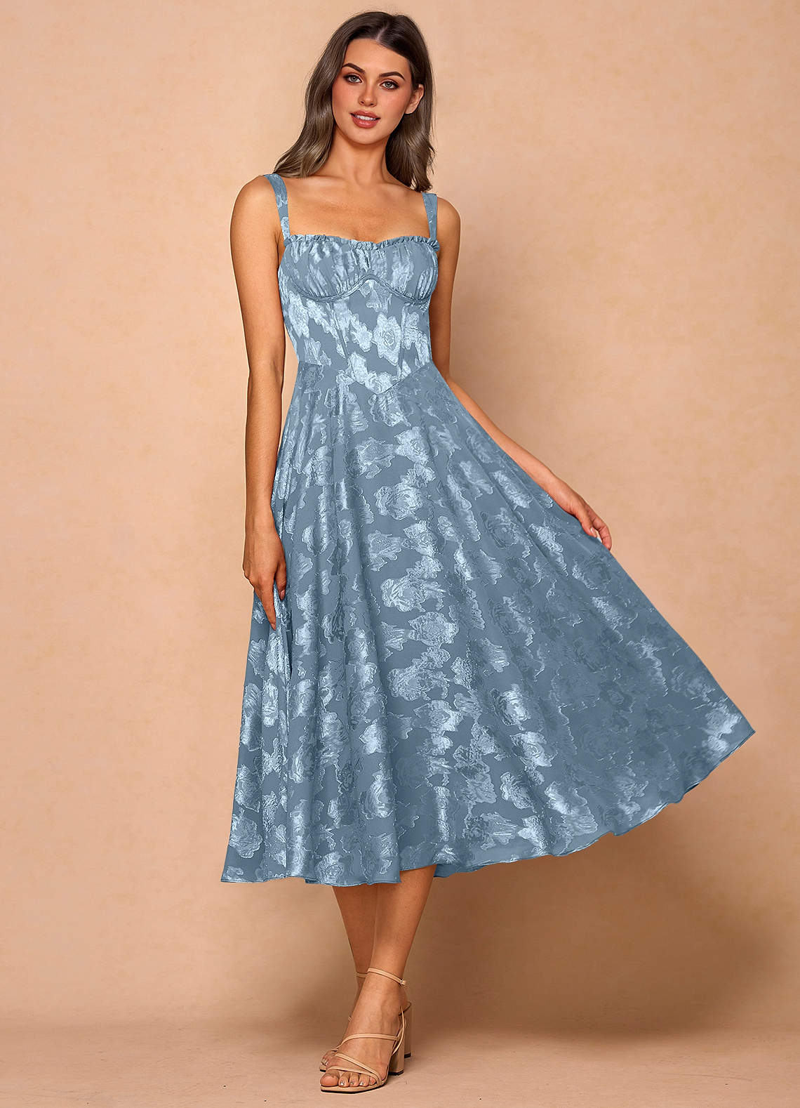 floral dressed up dusty blue floral print midi dress Primrose Modest Midi in Blue Floral Medium main image 0
