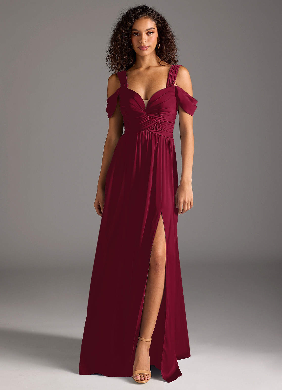 Azazie Lianne Burgundy Stretch Satin Bridesmaid Dresses | Azazie