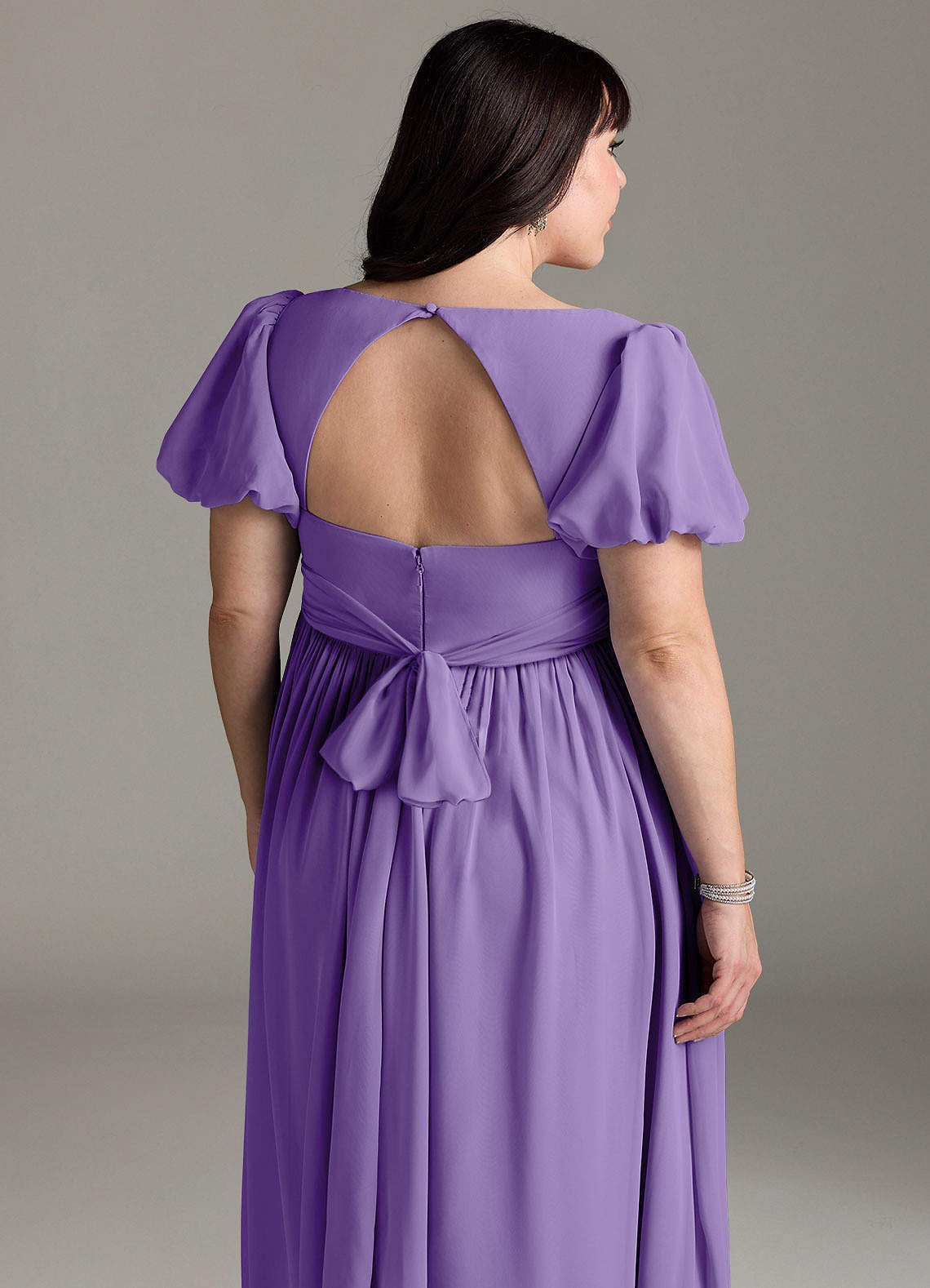 Azazie Madisynn vestidos de dama de honor de maternidad Vestido de Lazo Hasta el suelo Gasa image9