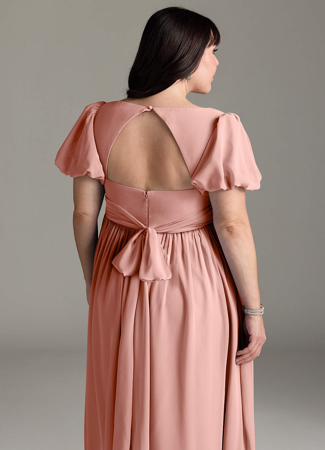 Azazie Madisynn Brudepigekjoler til gravide Sløjfe Chiffon Gulv-længde Kjole image9