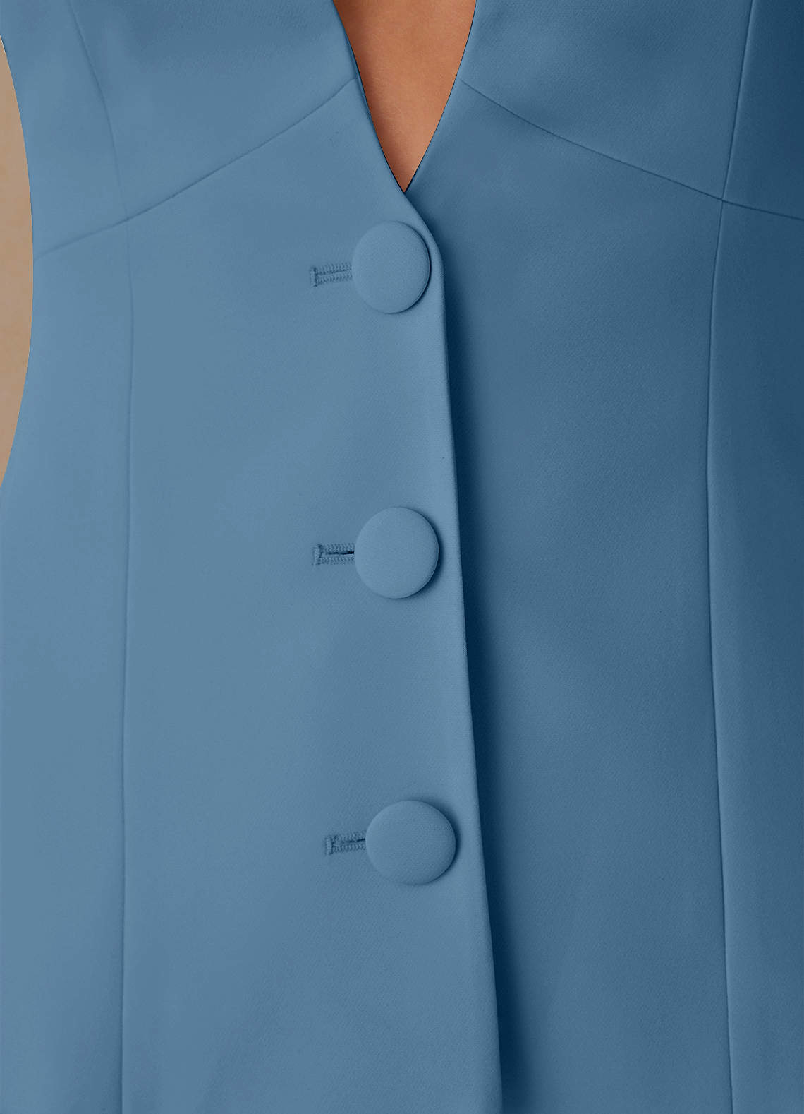 front Elara Blu Acciaio Blazer su misura in tessuto raffinato