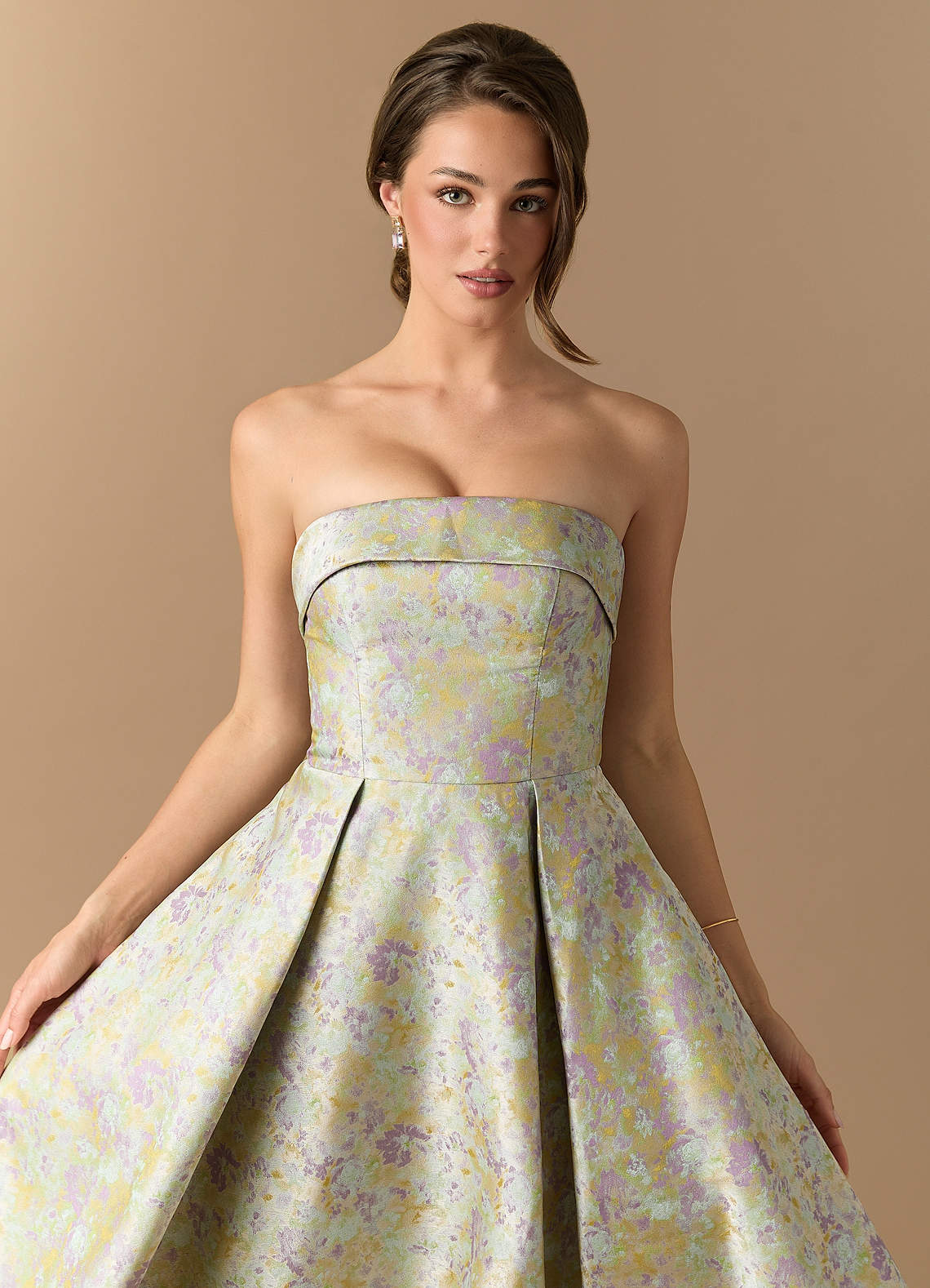 knee length dresses for ladies Iris Cutout Midi Dress - Spring Petals Blue Green White L main image 0