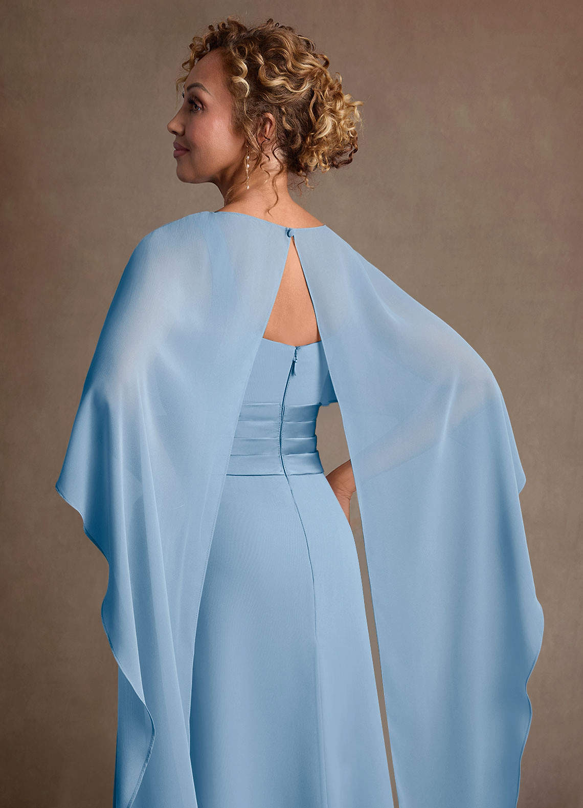 Azazie Marilla Mother of the Bride Dresses Powder Blue A-Line Pleated Chiffon Dress image6