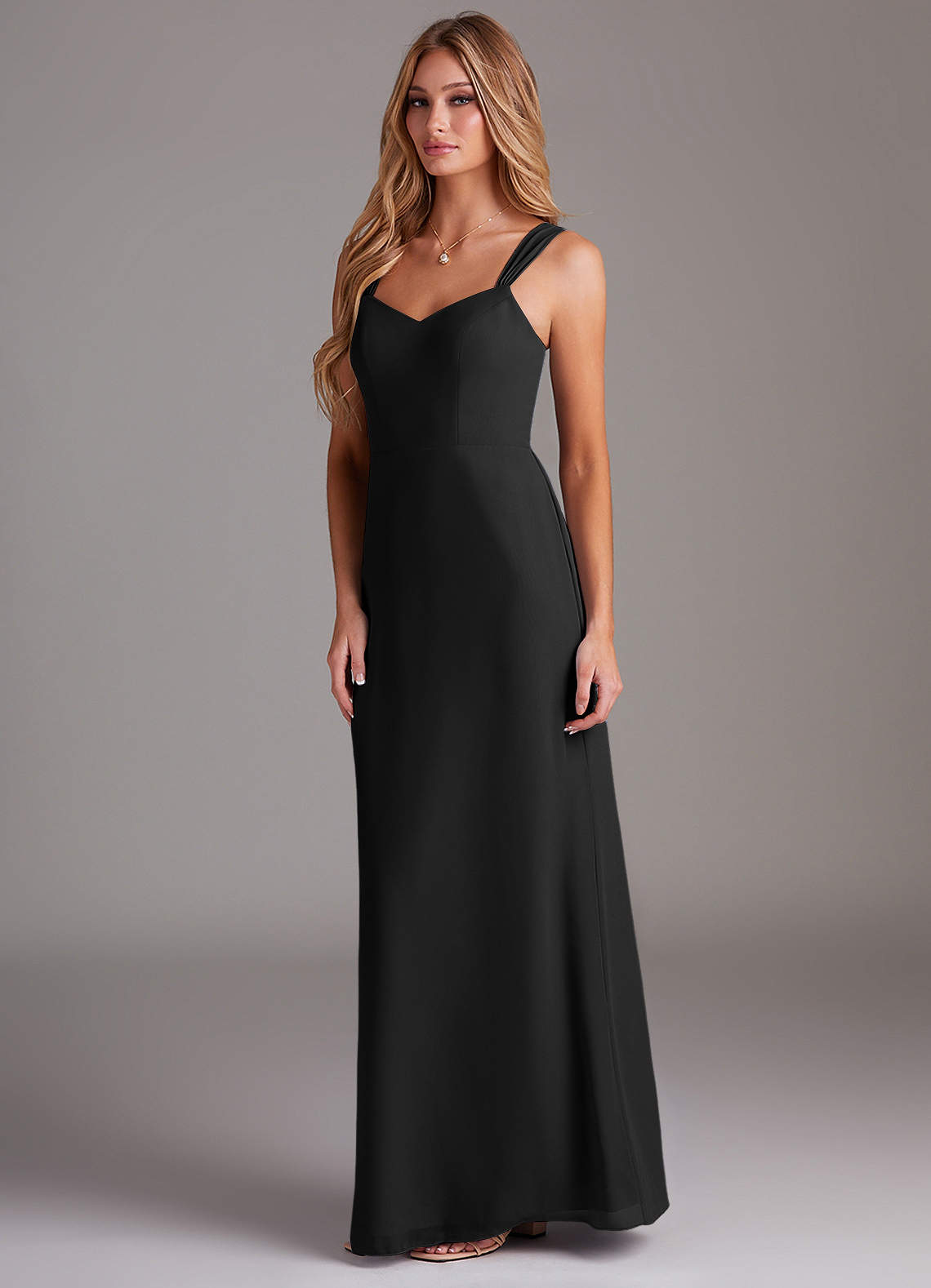 azazie black chiffon bridesmaid dress Azazie Denice