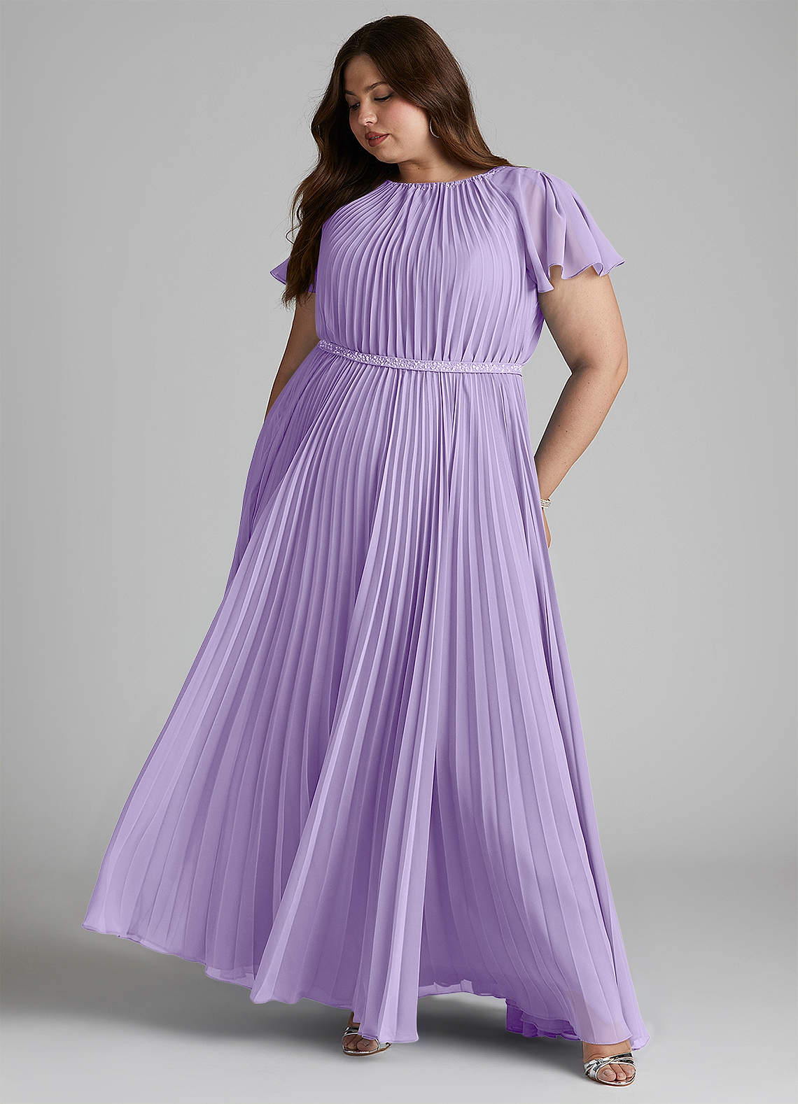 Azazie Kara Modest Bridesmaid Dresses A-Line Pleated Chiffon Floor-Length Dress image11