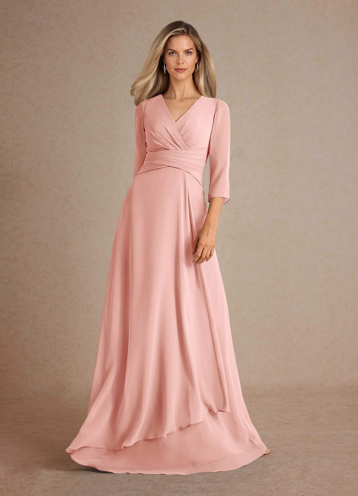 Azazie Mayfield Mother of the Bride Dresses Rosette A-Line Pleated Chiffon Dress image4