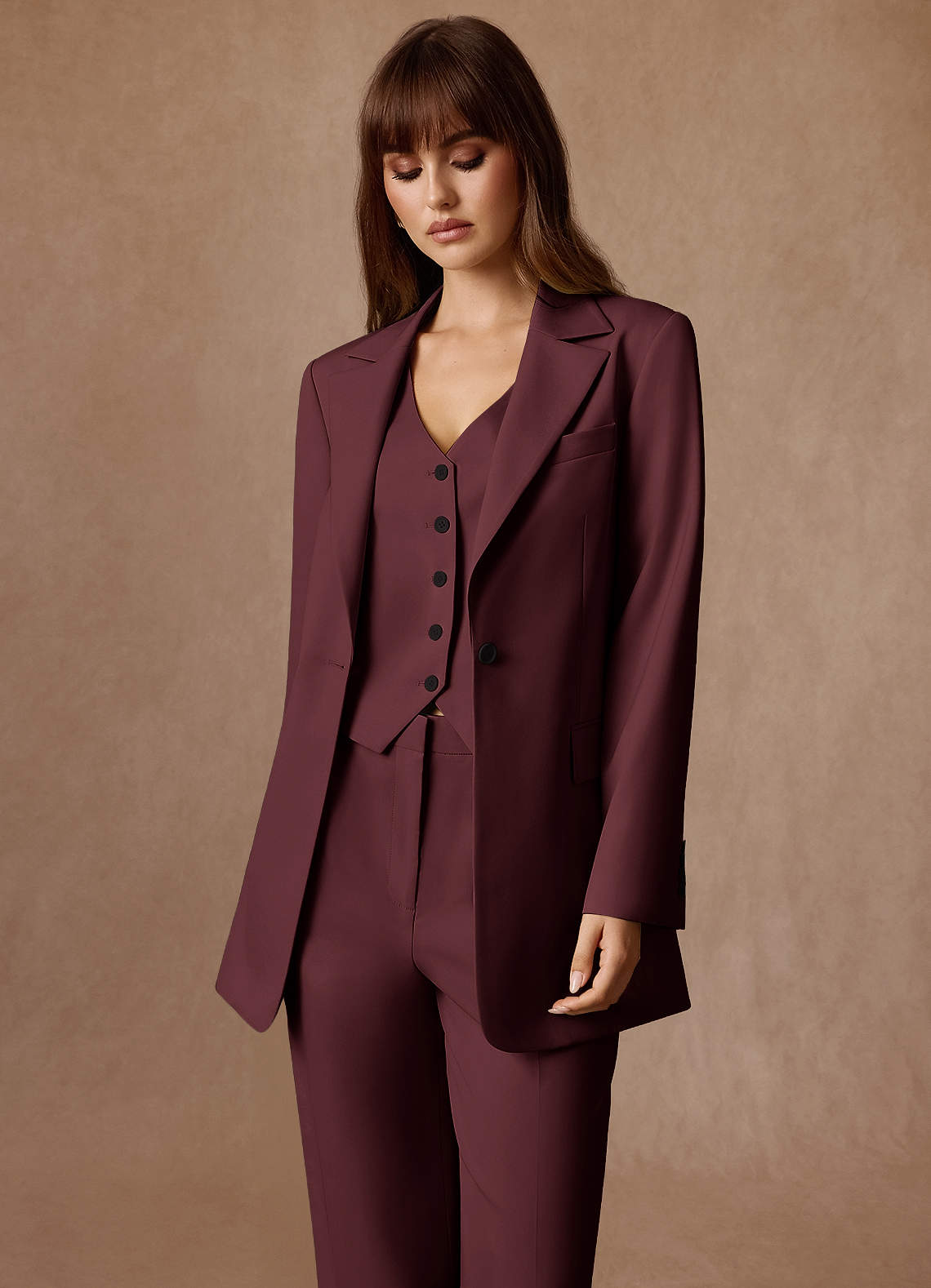 front Rowan Cabernet Refined Weave Performance blazer