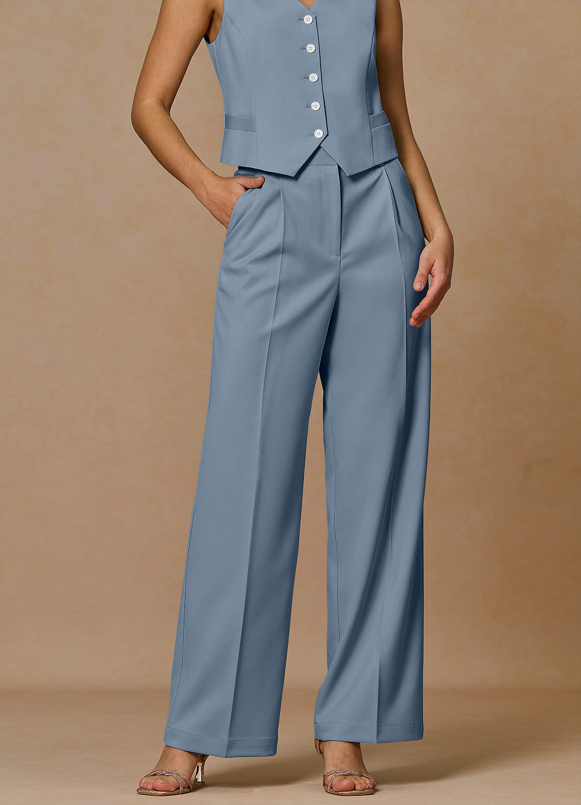 Rowan Dusty Blue Refined Weave Performance pants | Azazie