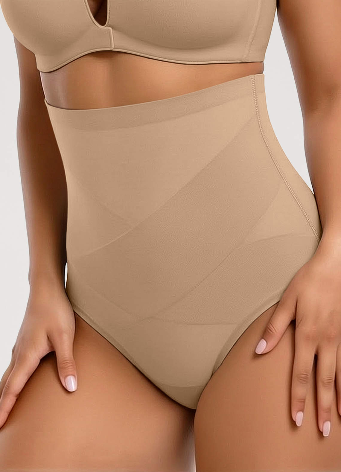 front X-Shaped Tummy Control High Waist Stretch Shaping Thong