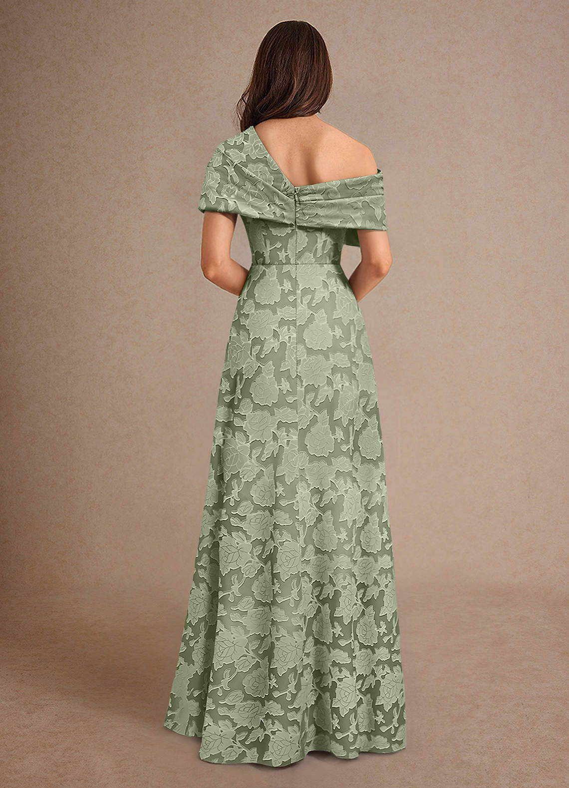 Azazie Milton Mother of the Bride Dresses Agave A-Line Pleated Floral Burnout Dress image1