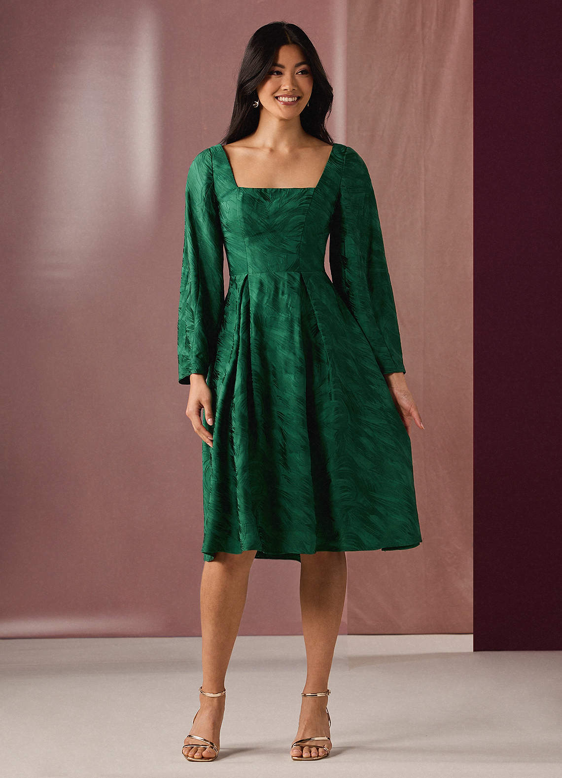 midi dress with sequins Celeste Emerald Midi Dress