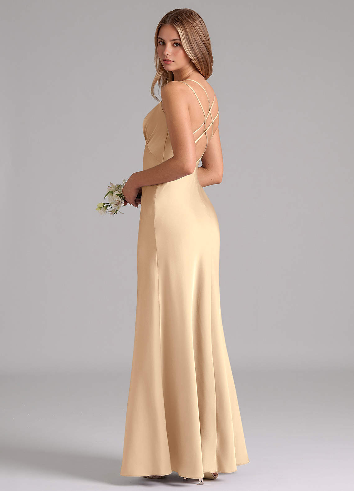 dessy champagne bridesmaid dresses Mismatched Champagne Silk Satin Chasrming Bridesmaid Dresses, CB0233 main image 0