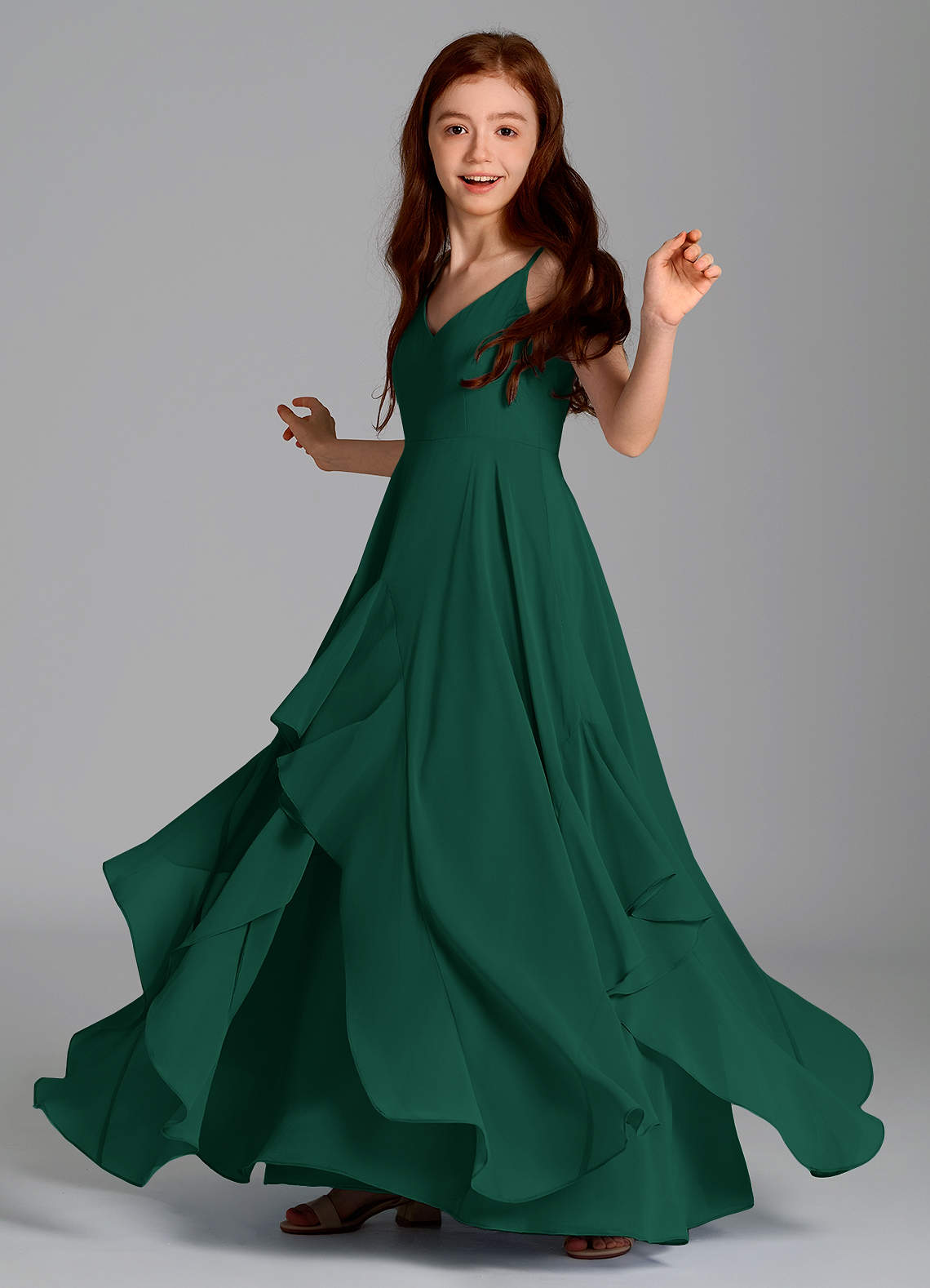 Azazie Karan Junior Bridesmaid Dress in Emerald | Azazie