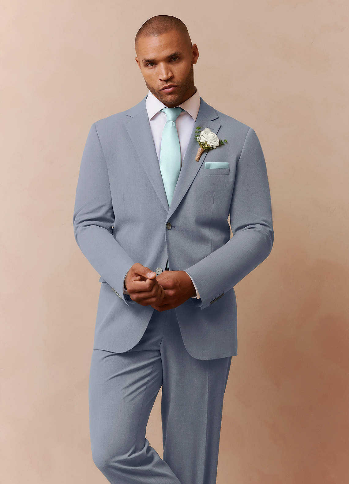 front Savile Light Blue Wool Blend Suit Jacket