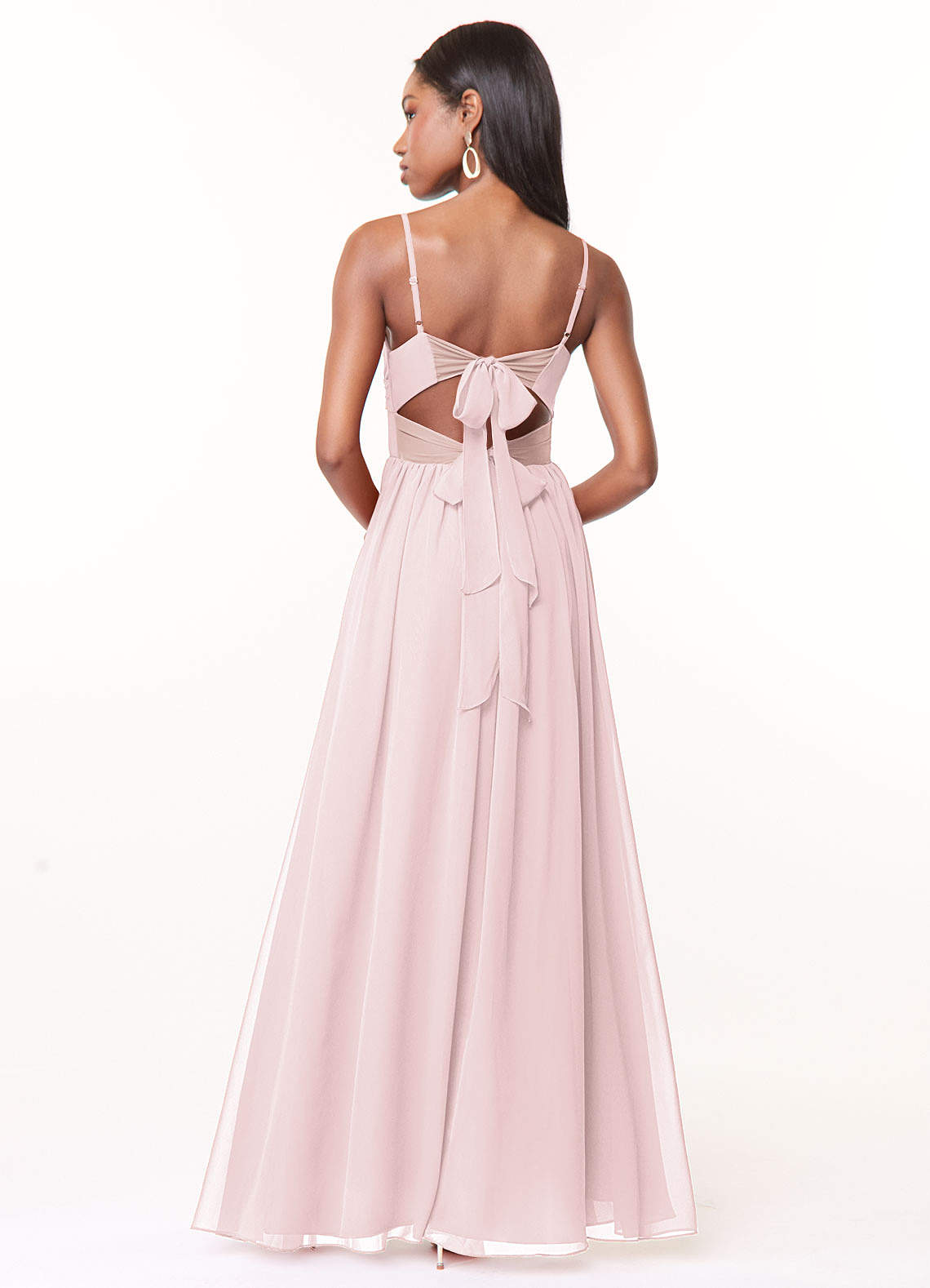 Azazie Zeya Bridesmaid Dresses A-Line V-Neck Pleated Chiffon Floor-Length Dress image1