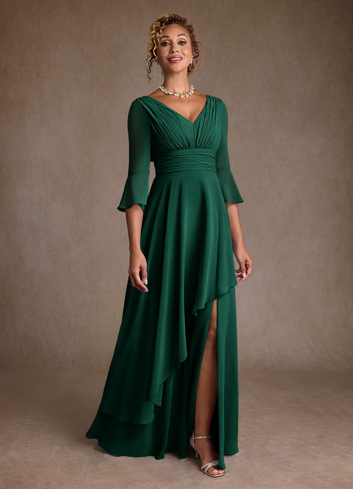 Azazie Eire Emerald A-Line Pleated Chiffon Dress | Azazie CA
