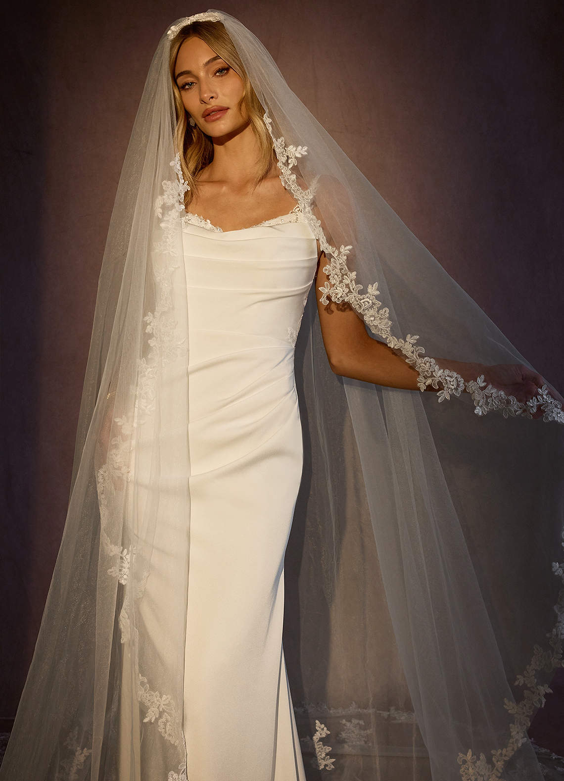 front Lace and Diamond Cathedral Veil