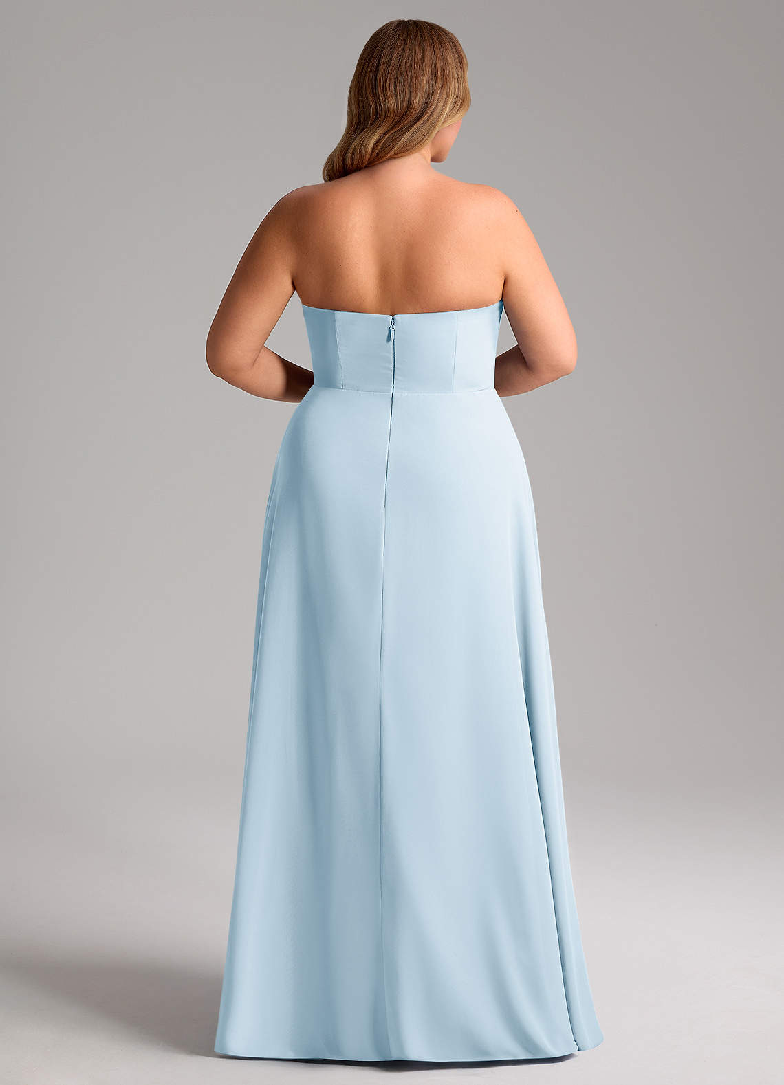 Azazie Wren Abiti da Damigella Abito Convertibile A-Line in Chiffon Spacco Laterale Azzurro image14