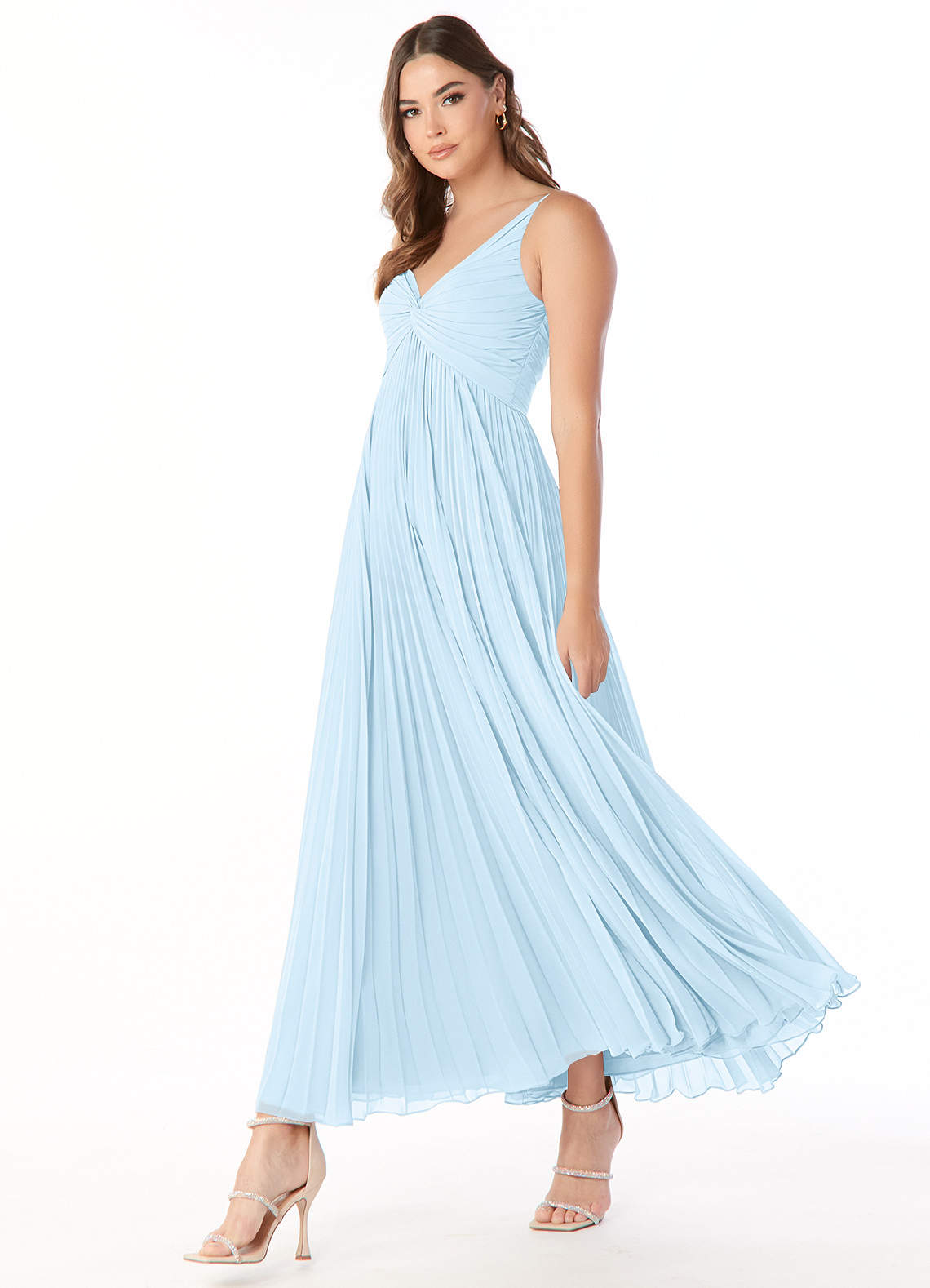 Azazie Raychelle Bridesmaid Dresses Sky Blue A-Line V-Neck Chiffon Dress image3