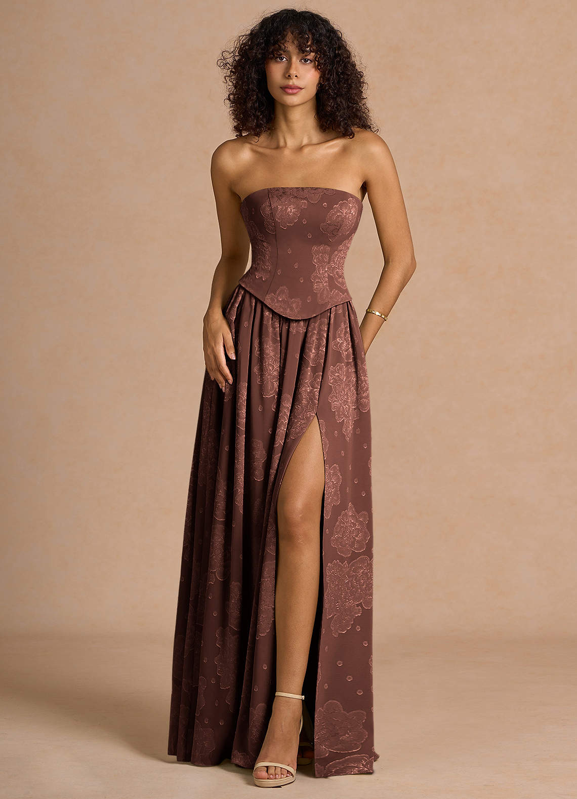 Isaura Mocha Coco Maxi Dress | Azazie