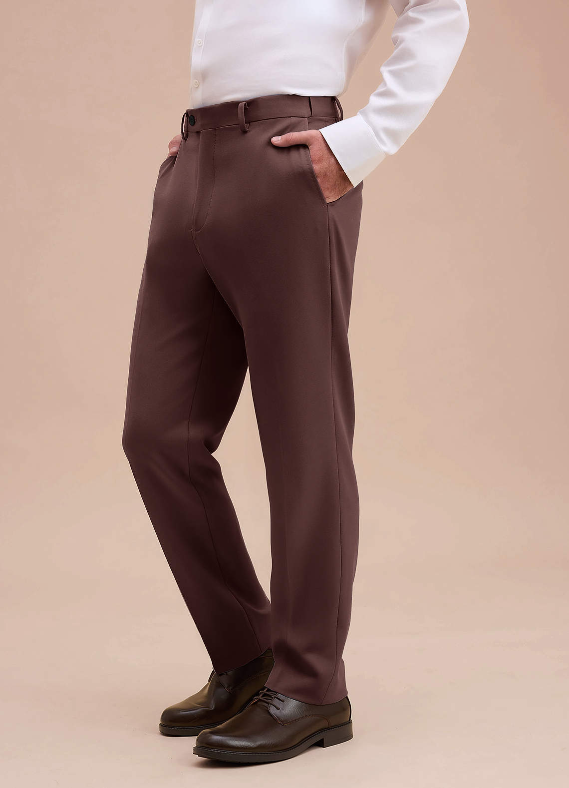 front Ethan Espresso Refined Weave Performance Dress Pants