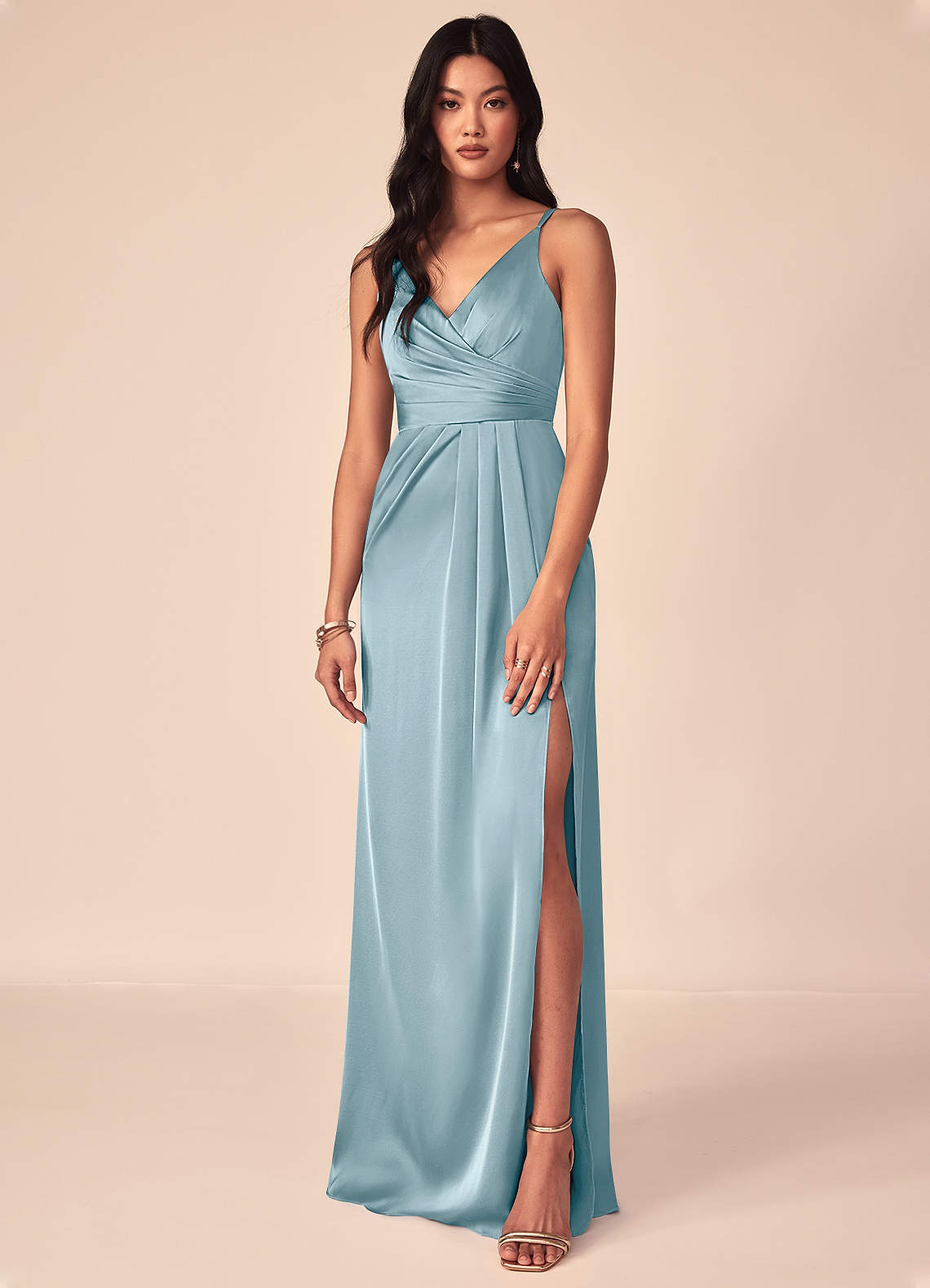 princess polly baby blue dress Modest Midi Length Light Blue Plus Size Bridesmaid Dresses VB1037 –  Viniodress main image 1