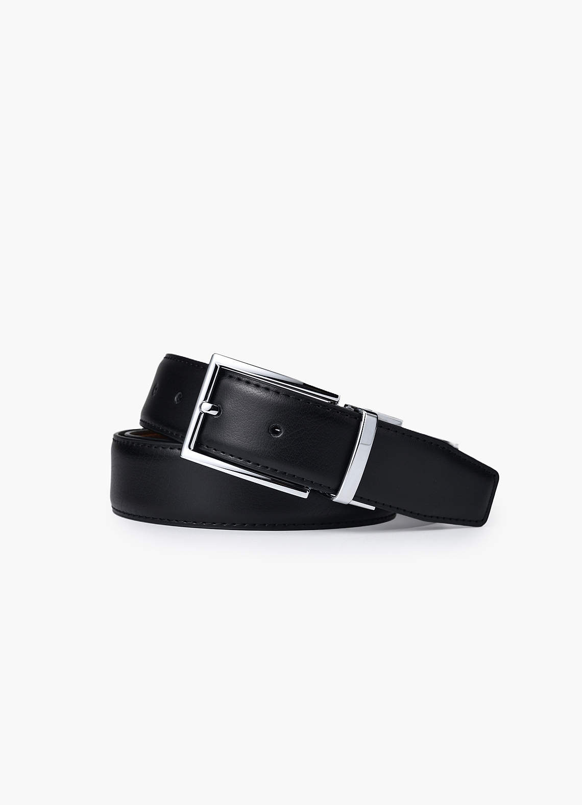 front Men's Matte Leather Reversible Belt
