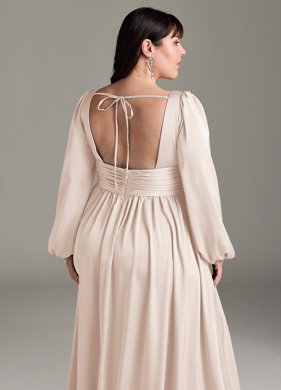 Azazie Norah Venta Final Vestido de Agave de Satén Elástico de Corte en A image12