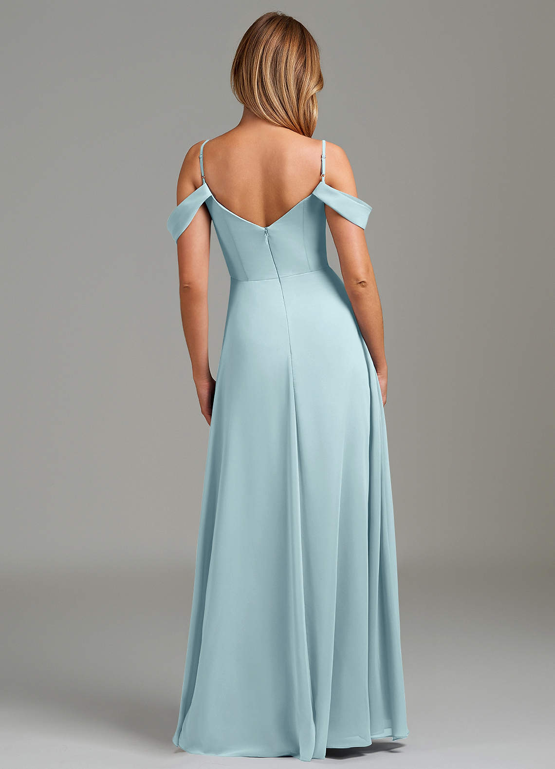 sea glass bridesmaid dresses Madeline Ready To Ship Embroidered Dress lightweight chiffon flows into a sweeping A Birdy Grey Theresa sea glass