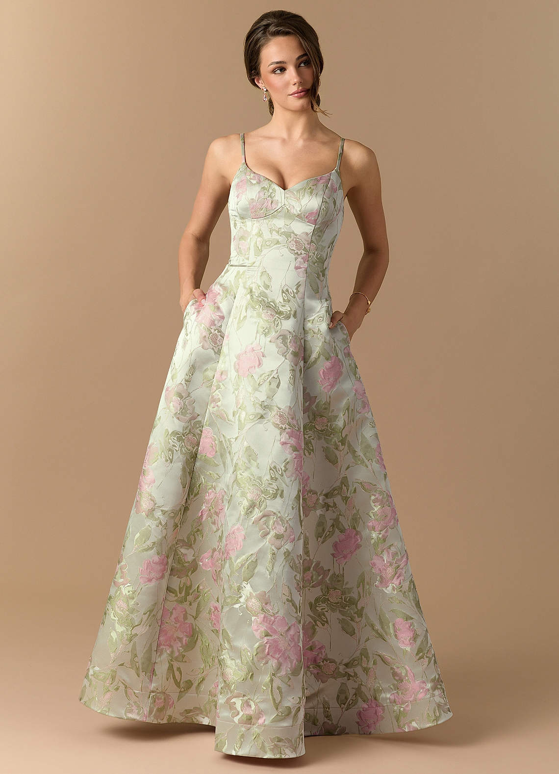 raquel green dress Raquel Blush Floral Green Maxi Dress