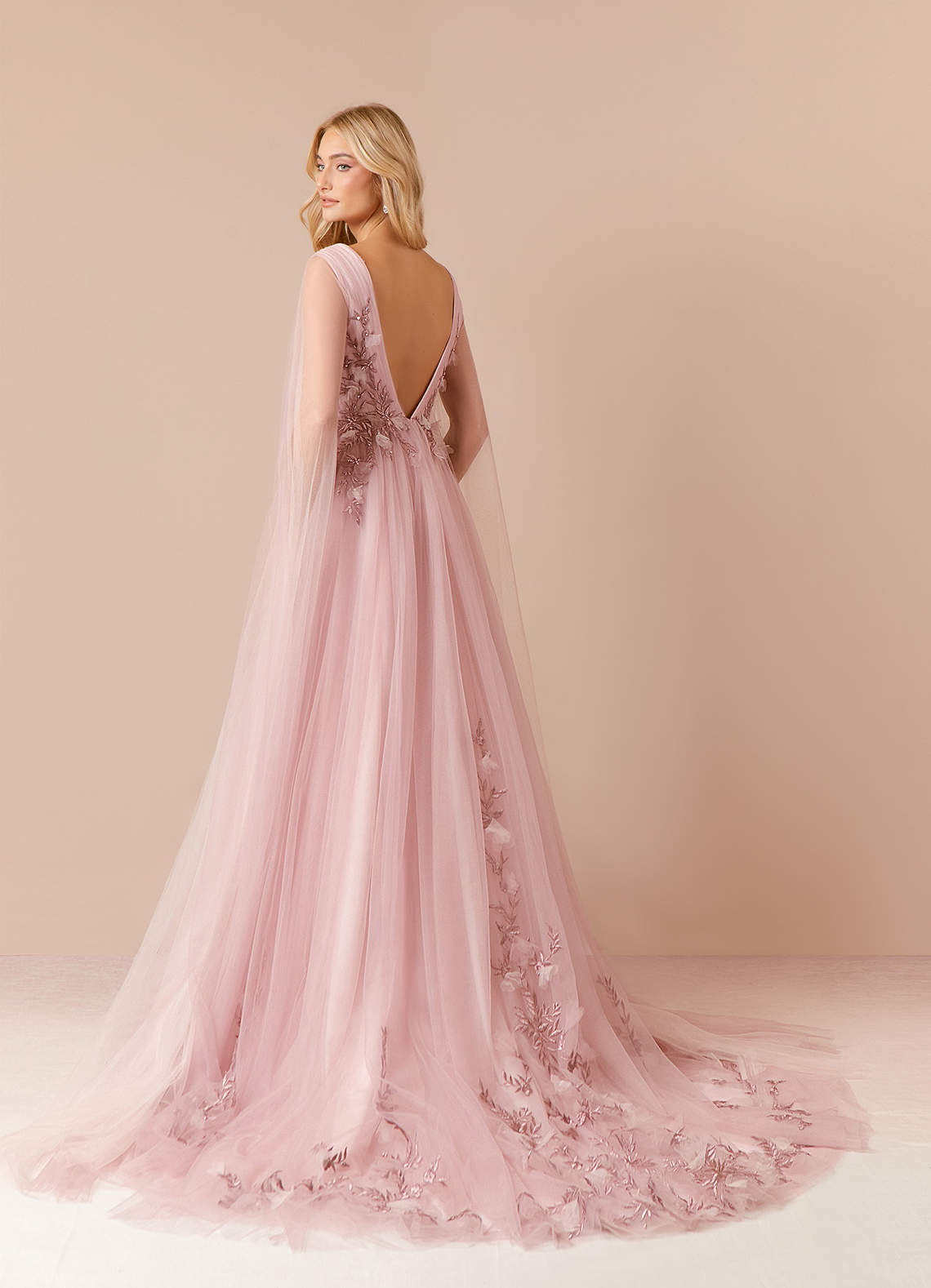 Azazie Seraphine Vintage Mauve Blushing Pink A-Line Sequins Tulle