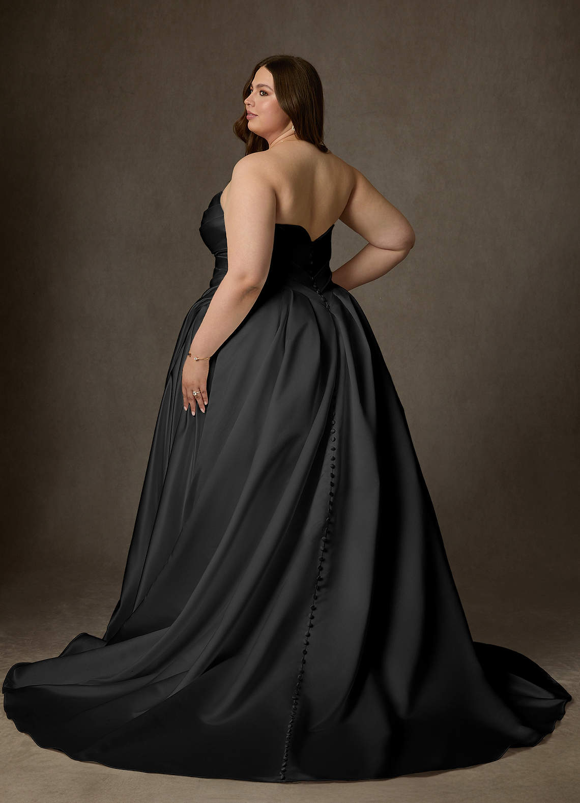 Azazie Adelise Wedding Dresses Black Ball-Gown Strapless Satin Dress image8