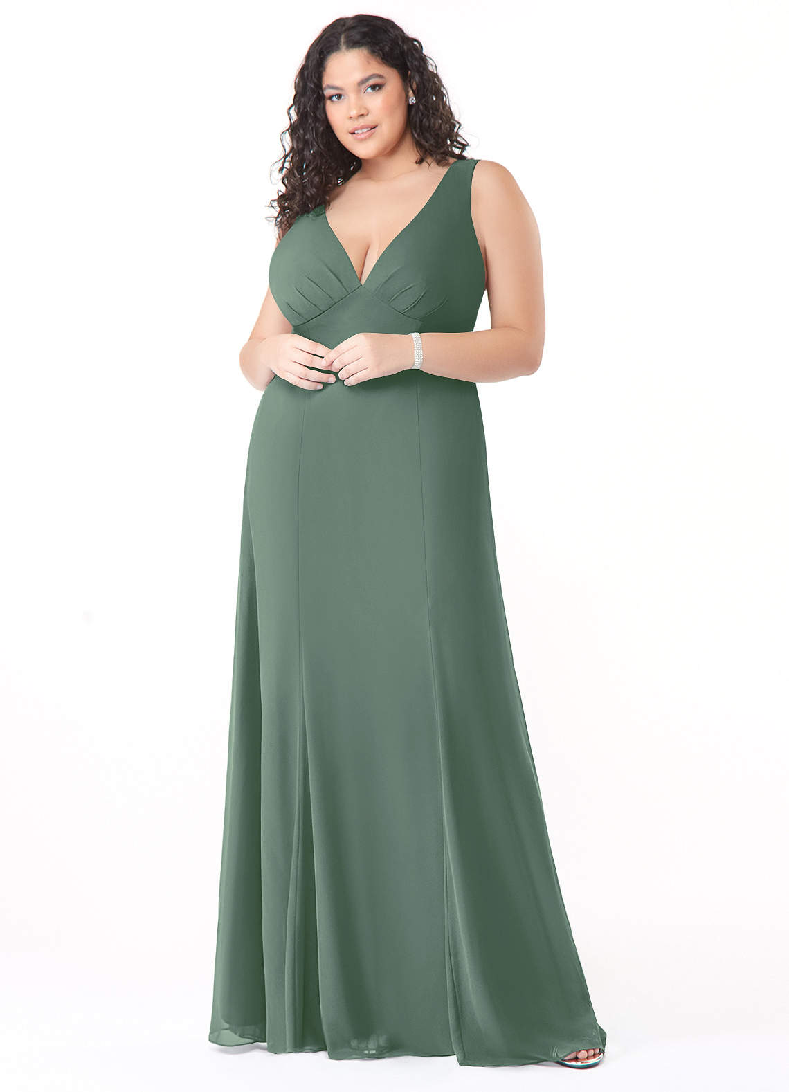 pretty lavish olive bridesmaid dress Olive Green Mismatched Fashion Silk Satin Sheath With Slit Long Bridesmaid  Dresses, CB0307 main image 0