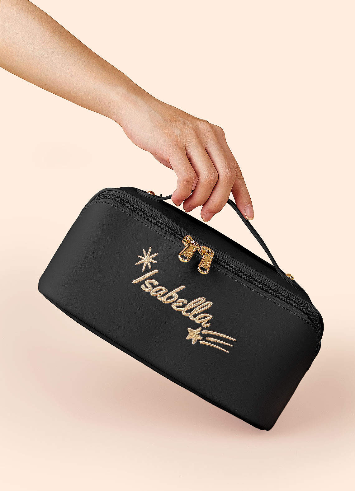 front Borsa per il trucco personalizzata con nome ricamato
