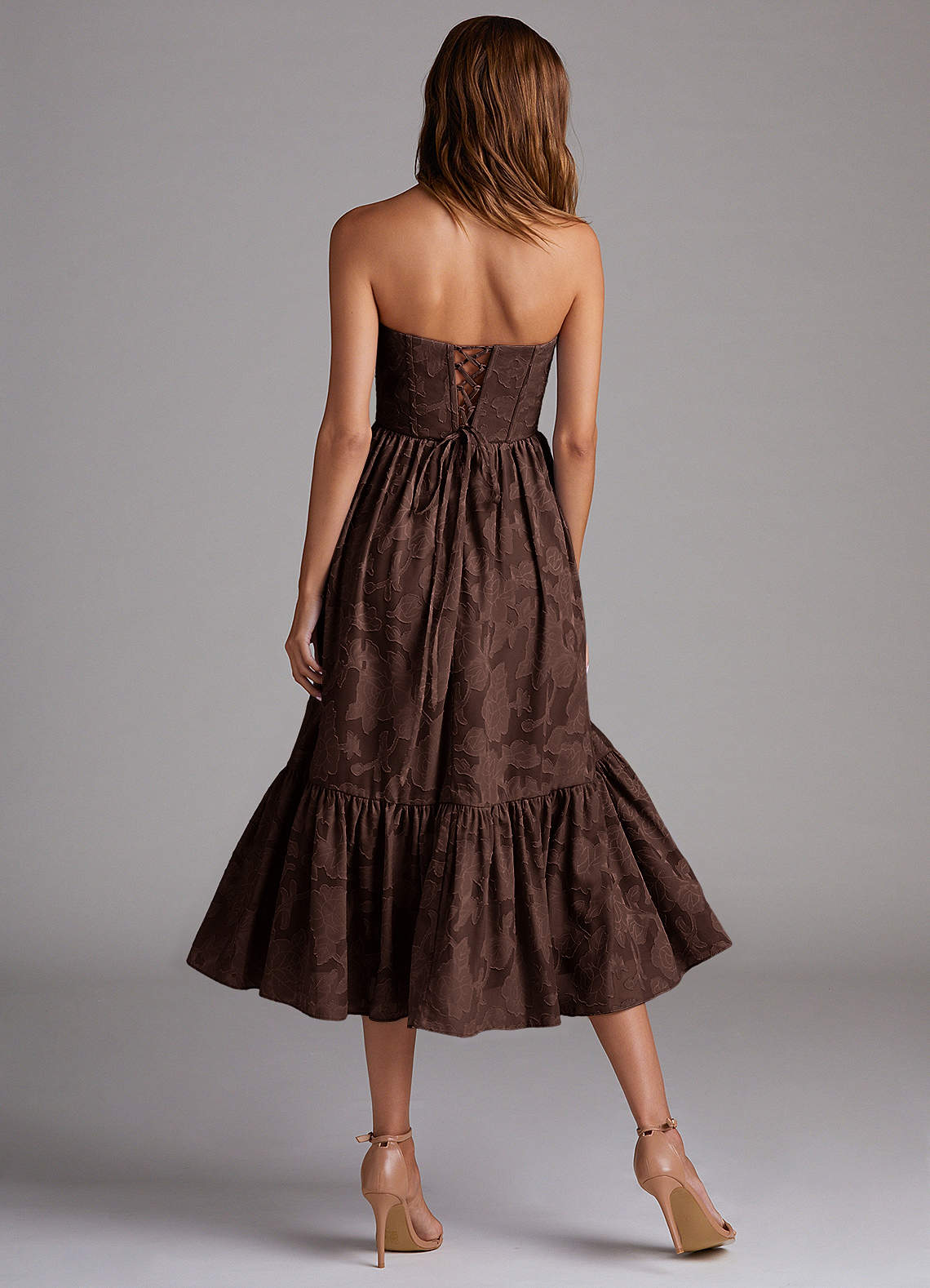 Azazie Delphina Kleider zum Anprobieren zu Hause Wandelbar A-Linie Schulterfrei Blumen-Burnout Kleid Agave image2