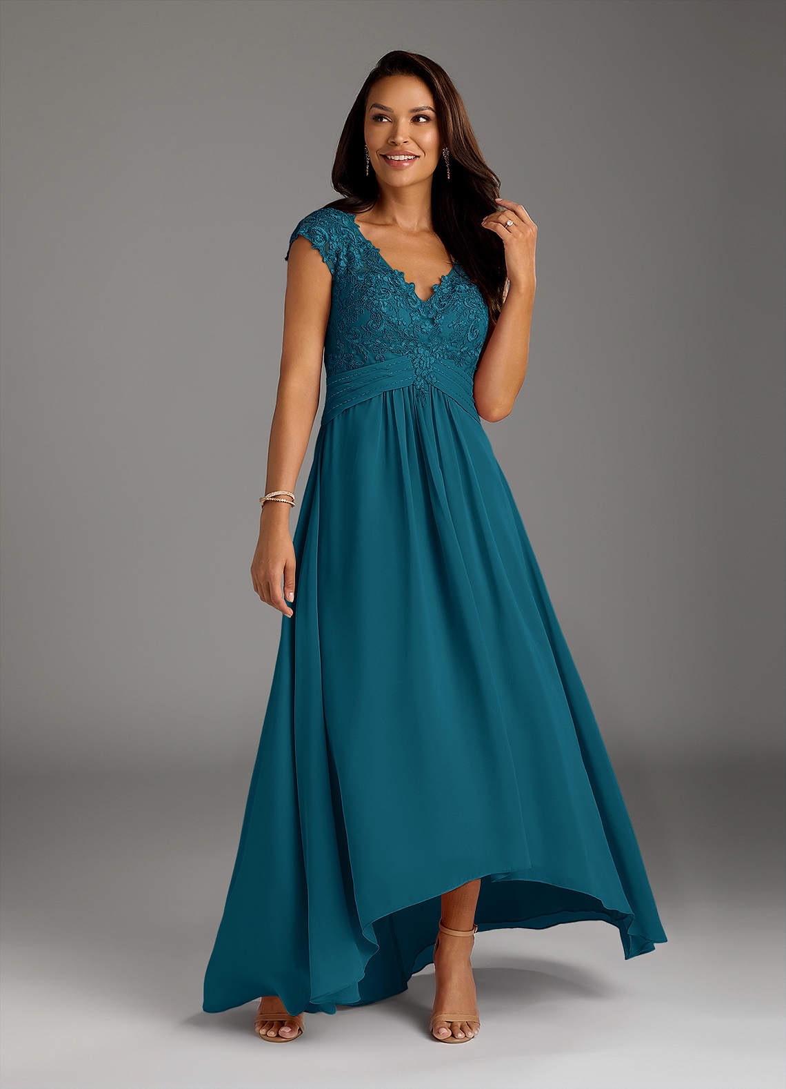 Azazie Irmeli Kleider für die Brautmutter A-Linie Spitze Chiffon Kleid Tintenblau image1