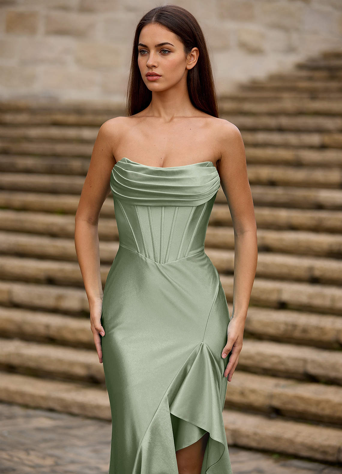 Siren Mint Green Mermaid Prom Dress image1