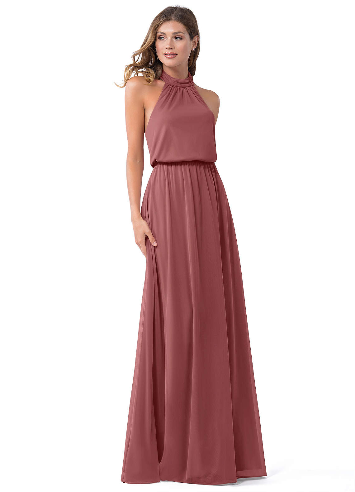Azazie Landry Brautjungfernkleider A-Linie Plissee Gittergewebe Kleid Amethyst image1